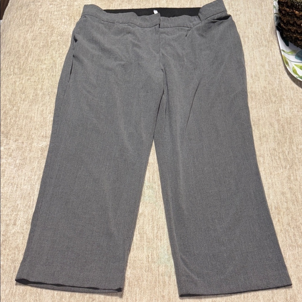 Women's plus 18 S Grey dress pants boot cut charcoal Heather short tummy panel
